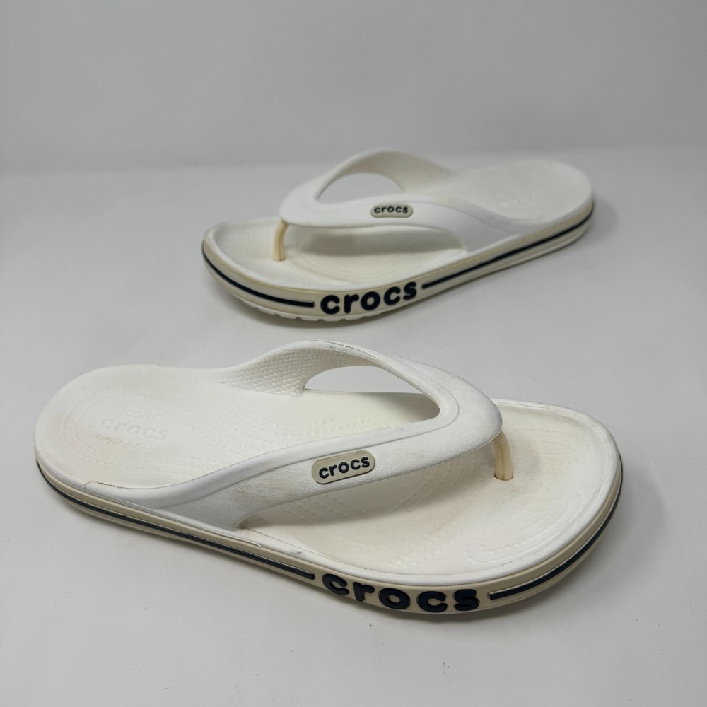 Crocs Bayaband Flip Flops Sandals Comfort Shoes White Size Men's 6 Women's 8